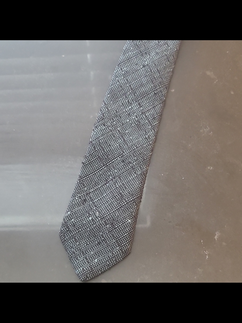 BBB N.Y.C. Men's Black & Gray Geometric Pattern Woven Necktie Skinny Tie
